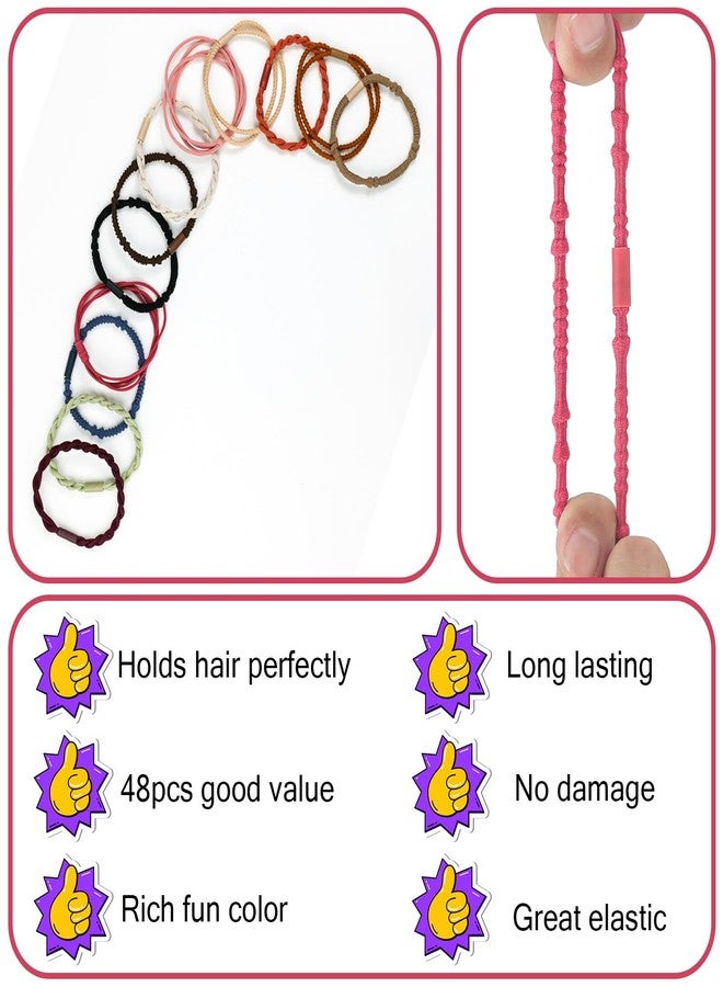 Gmleey 48-Piece Hair Ties for Women, 4 Styles Boho Elastic Hair Ties No Damage Multi-Color Ponytail Holders for Thick and Thin Hair for Girls - Image 3